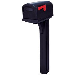 Classic Rural Mailbox/Post Combo, Plastic, Black