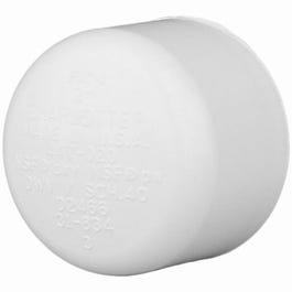 Pipe Cap Slip, White PVC, 3-In.