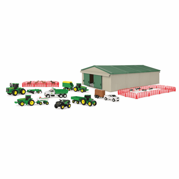 John Deere 70 Piece Farm Value Set with Vehicles, Implements, Animals and Shed (70 Piece Farm Value Set)