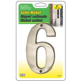 Prestige Series House Address Number 6, Satin Nickel, 5-In.