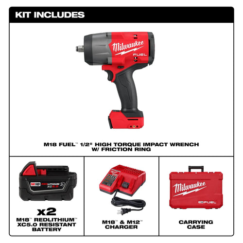 Milwaukee M18 FUEL™ 1/2 High Torque Impact wrench w/ Friction Ring Kit