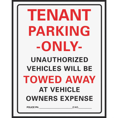 Hy-Ko Commercial Grade Plastic Sign, Tenant Parking Only