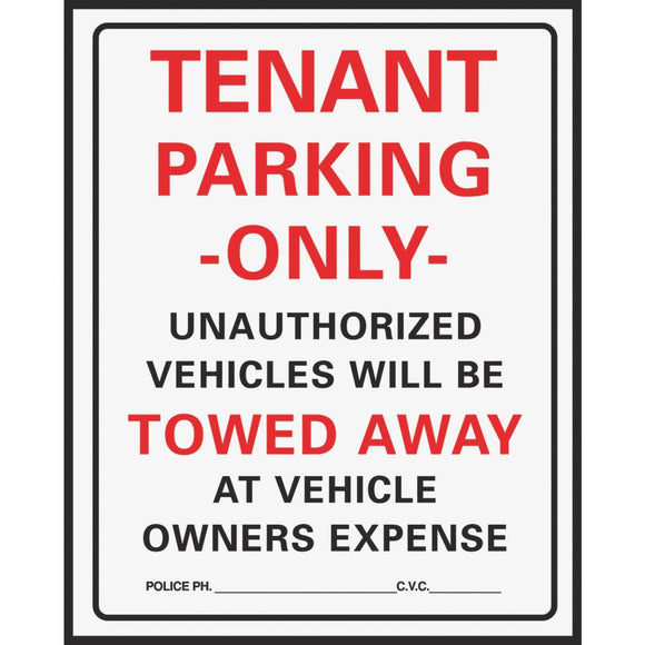 Hy-Ko Commercial Grade Plastic Sign, Tenant Parking Only