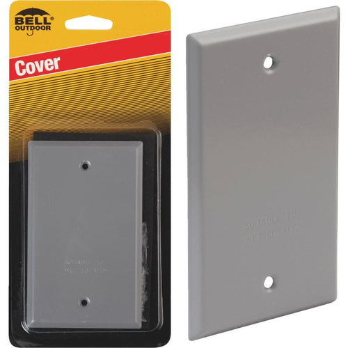 Bell Single Gang Rectangular Aluminum Gray Blank Weatherproof Outdoor Box Cover, Carded