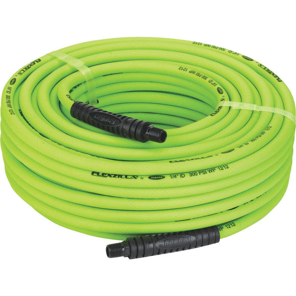Flexilla 1/4 In. x 100 Ft. Polymer-Blend Air Hose with 1/4 In. MNPT Fittings