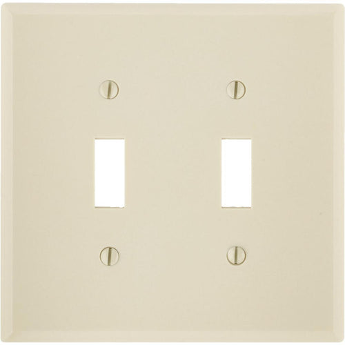 Leviton 2-Gang Smooth Plastic Mid-Way Toggle Switch Wall Plate, Ivory