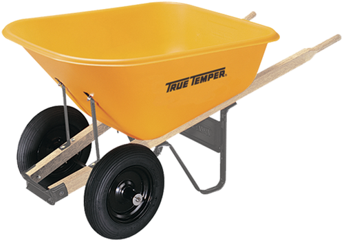 True Temper 8 Cubic Foot Poly Wheelbarrow With Dual Wheels