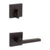 Kwikset Vancouver Handleset with Halifax Lever - Deadbolt Keyed One Side - featuring SmartKey, Matte Black