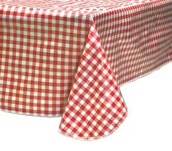 21st Century B59A2 108″ x 54″ Checkered Red & White Plastic Tablecloth