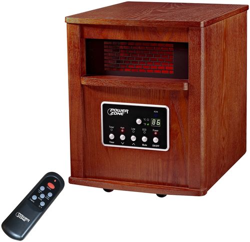PowerZone WH-96H Quartz-Infrared LED Electric Heater w/Remote Control Cherry