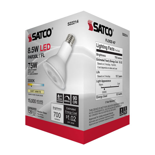 Satco Products S22214 8.5PAR30L/LED/930/FL/120V