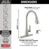 Delta Greydon Single Handle Pull-Down Kitchen Faucet with Soap Dispenser and ShieldSpray® Technology in Spotshield Stainless