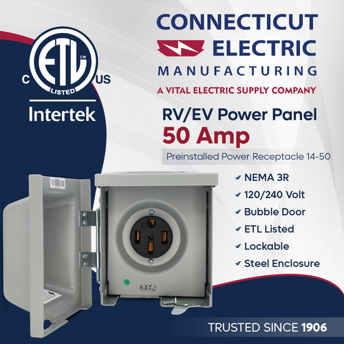 Connecticut Electric 50A RV/EV Power Outlet, 120/240V
