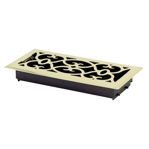 Accord Victorian 4 In. x 10 In. Plated Polished Brass Steel Floor Register