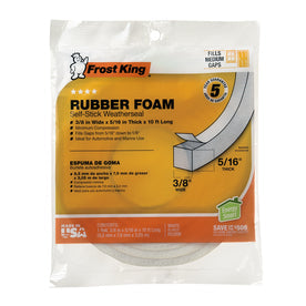 Frost King Rubber Foam Weatherseal 3/8 in. x 5/16 in. x 10 ft. White (3/8 x 5/16 x 10', White)