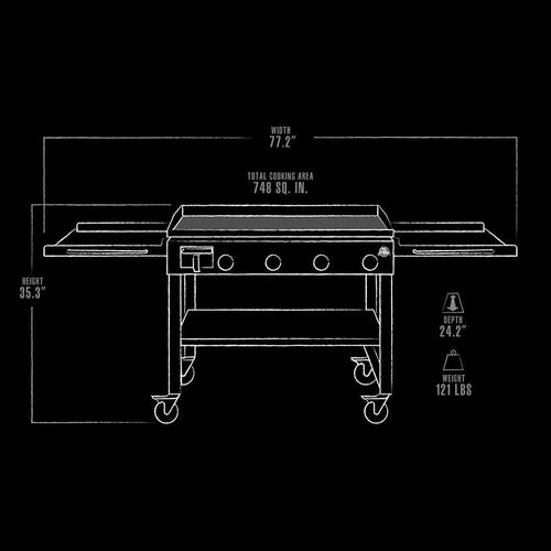 Pit Boss 4 Burner Portable Griddle Deluxe with Foldable Side Shelf Lightweight