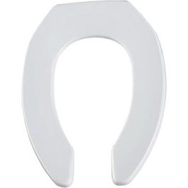Elongated Commercial Plastic Open Front Toilet Seat, STA-TITE(TM) Hinge, White