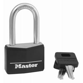 Keyed Padlock, Aluminum With Black Cover, 1-9/16-In.