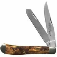 Schrade Knives Gunstock Trapper 2 Blade- 3 7/8" with Desert Iron Wood Handle