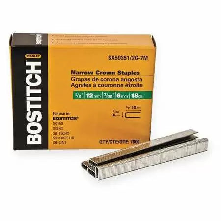 Bostitch  7000Qty 1/2 Leg 18Gauge 7/32 Narrow Crown Finish Staples