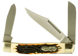 Uncle Henry 885UH Senior Rancher  3" Clip Point/Sheepsfoot/Spey Plain Staglon Handle Folding