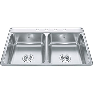 Franke Creemore Collection 33 Drop In 4-Hole Double Bowl Stainless Steel Kitchen Sink