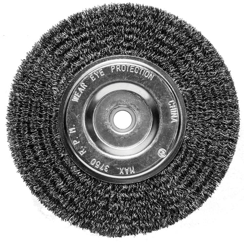 Century Drill And Tool Bench Grinder Wire Wheel Crimped Coarse 1/2″-5/8″ Arbor 6″ Safe Rpm 3 750