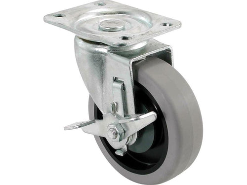 Shepherd Hardware 4-Inch Swivel Plate TPR Caster with Brake, 250-lb Load Capacity