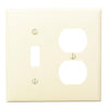 Leviton Commercial Grade 2-Gang Thermoplastic Single Toggle/Duplex Outlet Wall Plate, Ivory