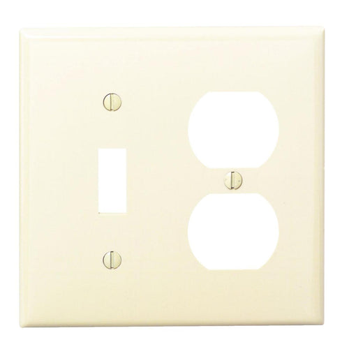 Leviton Commercial Grade 2-Gang Thermoplastic Single Toggle/Duplex Outlet Wall Plate, Ivory