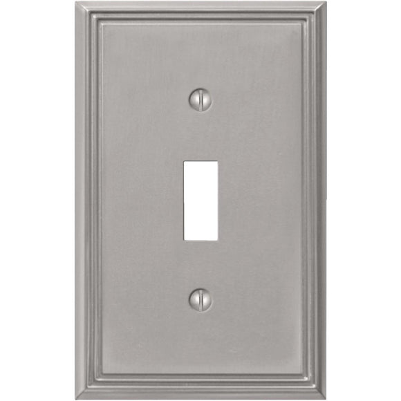 Amerelle Metro Line 1-Gang Cast Metal Toggle Switch Wall Plate, Brushed Nickel