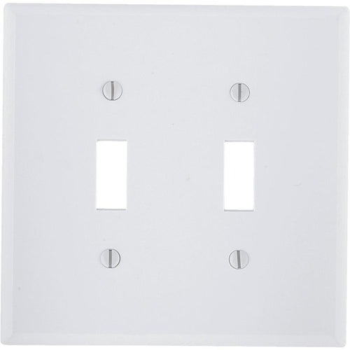 Leviton 2-Gang Smooth Plastic Mid-Way Toggle Switch Wall Plate, White