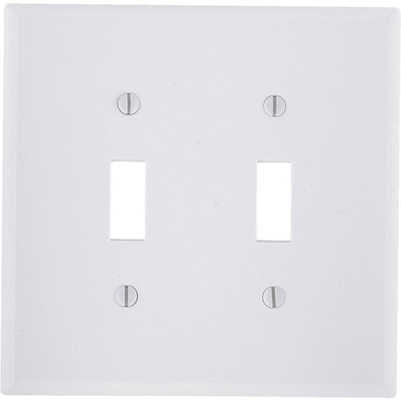 Leviton 2-Gang Smooth Plastic Mid-Way Toggle Switch Wall Plate, White