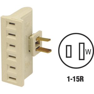 Leviton Ivory 15A 3-Outlet Swivel Tap