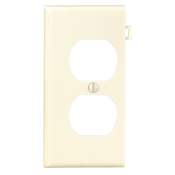 Leviton Duplex End Sectional 1-Gang Plastic Outlet Wall Plate, Ivory