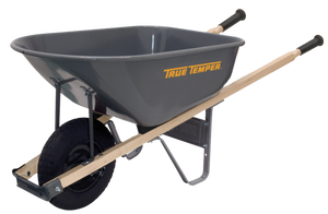 True Temper 6 Cubic Foot Steel Wheelbarrow With Never Flat Tire