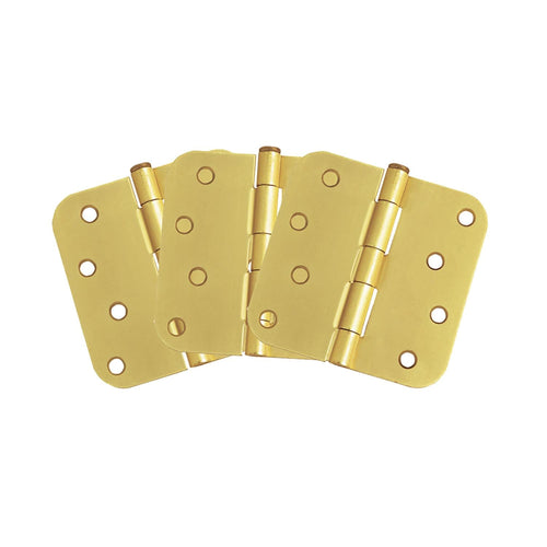 Design House Door Hinge in Satin Brass, 5/8-Inch Radius, 3-Pack