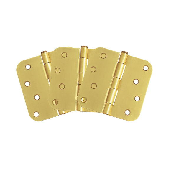 Design House Door Hinge in Satin Brass, 5/8-Inch Radius, 3-Pack