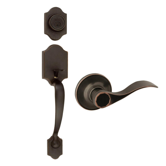 Design House  Sussex Entry Handle Set with Springdale Lever and Single Cylindar Deadbolt in Oil-Rubbed Bronze