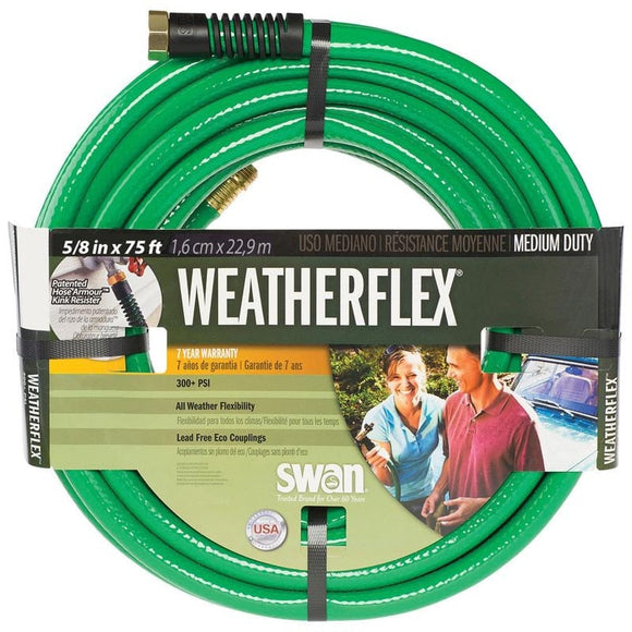 SWAN WEATHERFLEX MEDIUM DUTY GARDEN HOSE (5/8 IN X 75 FT, GREEN)